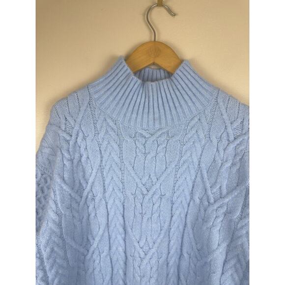 Nordstrom Cable Knit Mock Neck Light Blue Sweater Womens Size XS - Picture 4 of 15